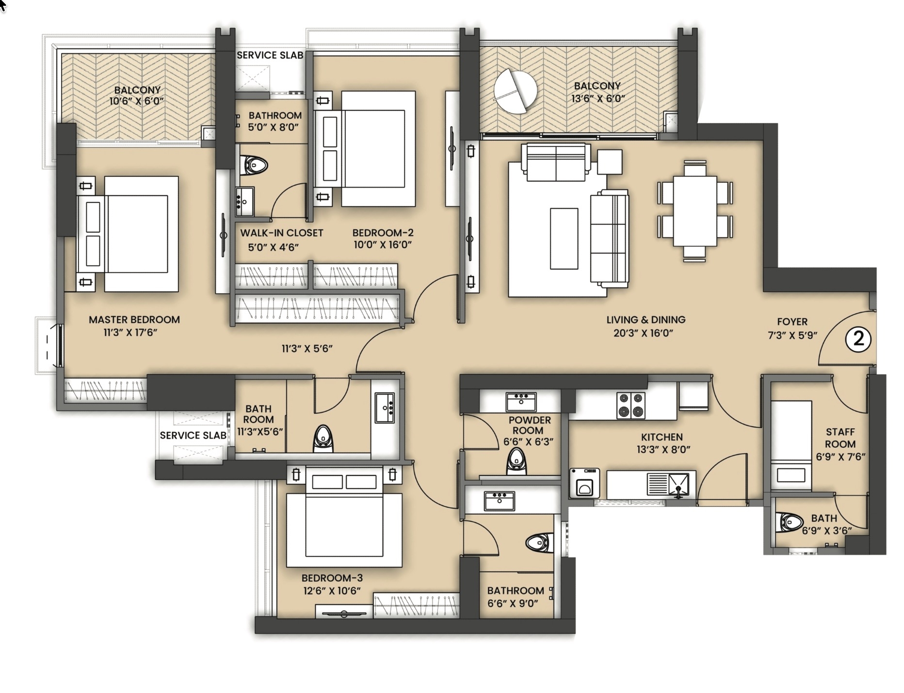 3 BHK Floor Plan